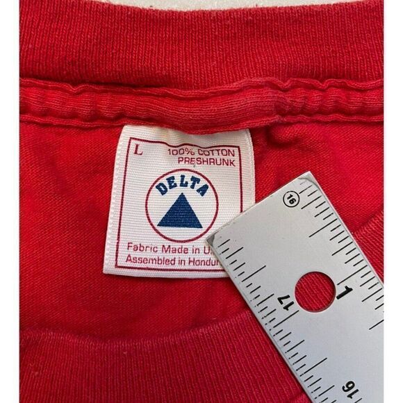 VINTAGE Its The Season Cat Holiday Graphic T-shirt Men Large Red 90s - Picture 4 of 5